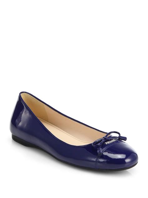 prada navy blue flats|prada logo bow ballet flat.